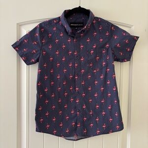 Blue and Pink Flamingo Button Down Shirt